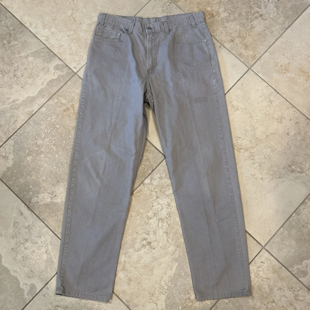 Vintage Levis 550 Jeans Men 36x34 Light Grey Denim USA Y2k Relax Fit Tapered Leg - Picture 2 of 12